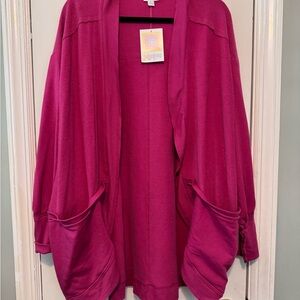 LuLaRoe Fuchsia Raw Edge Open Cardigan